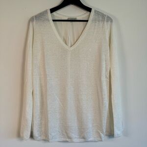 Kinross cream long sleeve v-neck blouse size medium